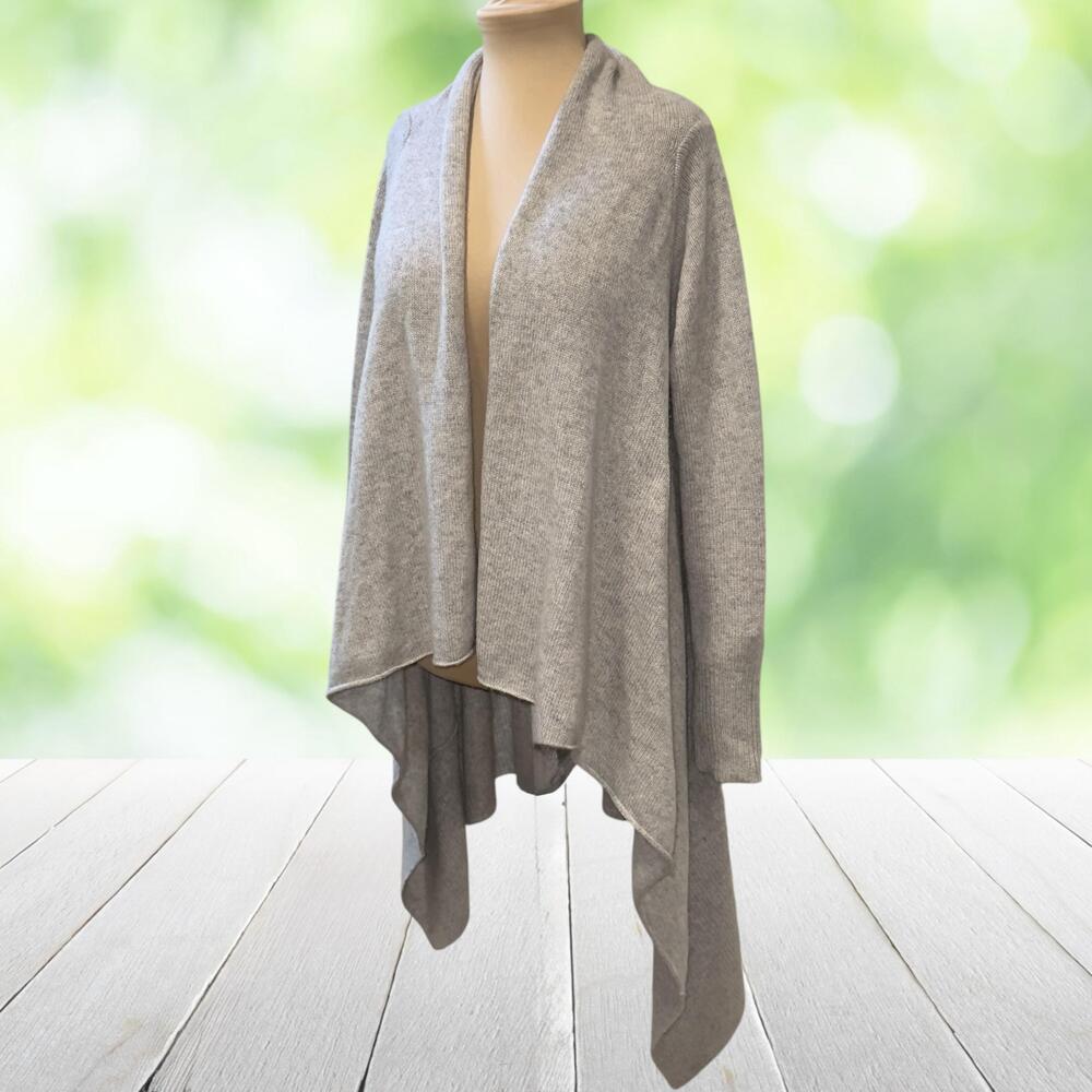 NANETTE LEPORE Cashmere Cardigan Sweater Open Front Draped Gray Luxury Size M
